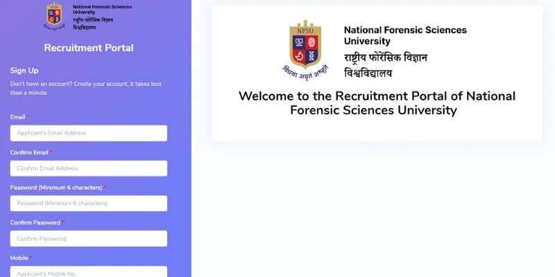 NFSU Non-Teaching Recruitment 2026 Registration Form