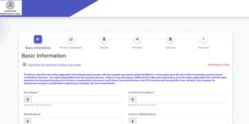 RBI Assistant Recruitment 2026 Registration Form