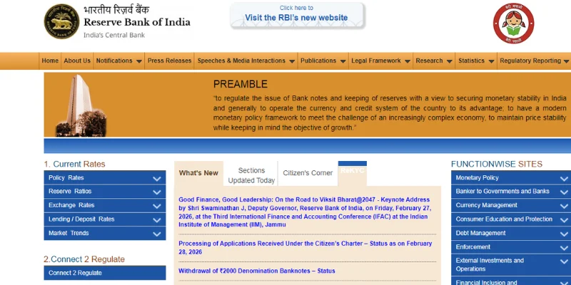 Reserve Bank of India Official Website