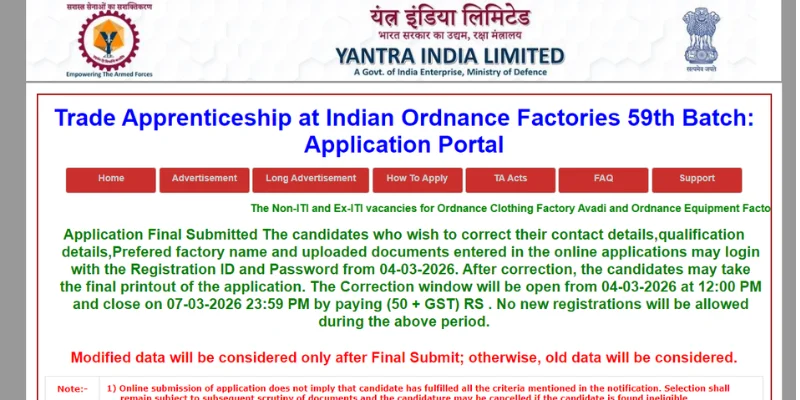 Yantra India Limited Apprentice Recruitment 2026 Registration