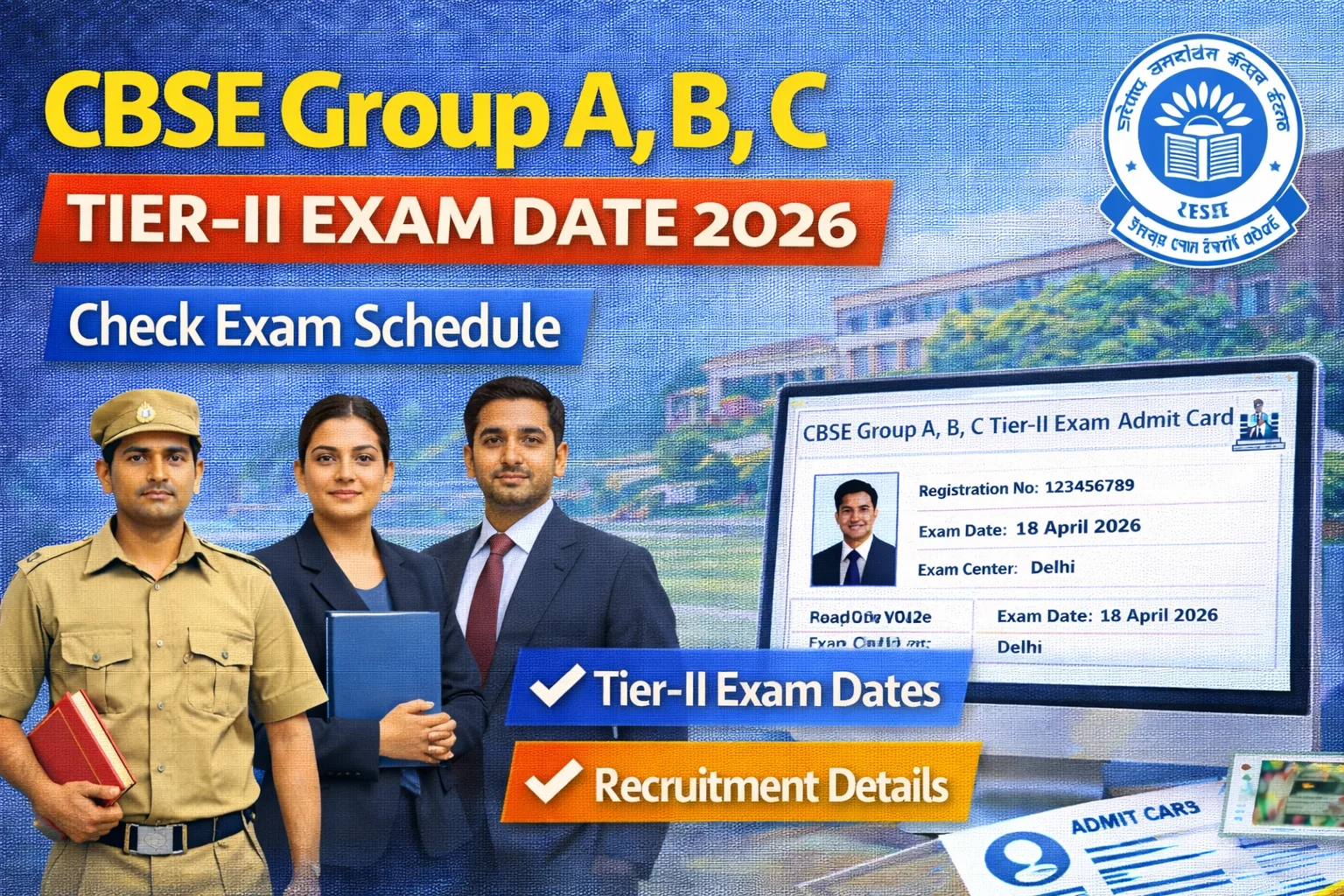 CBSE Group A B and C Tier-II Exam Date 2026 Out