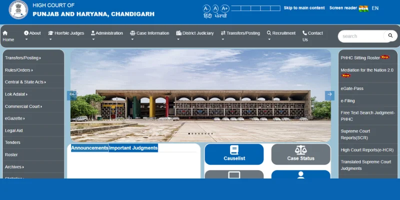Punjab and Haryana High Court Official Website