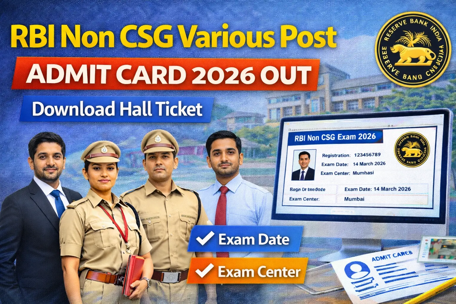 RBI Non CSG Various Post Admit Card 2026