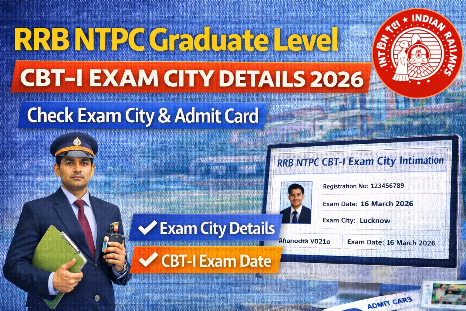 RRB NTPC Graduate Level CBT-I Exam City Details 2026 Out
