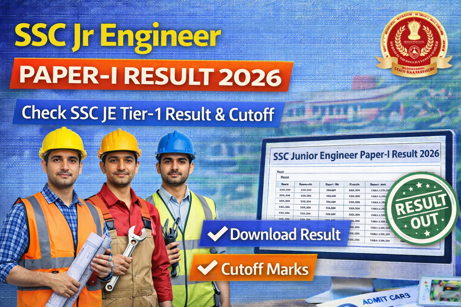 SSC Jr Engineer Paper-I Result 2026